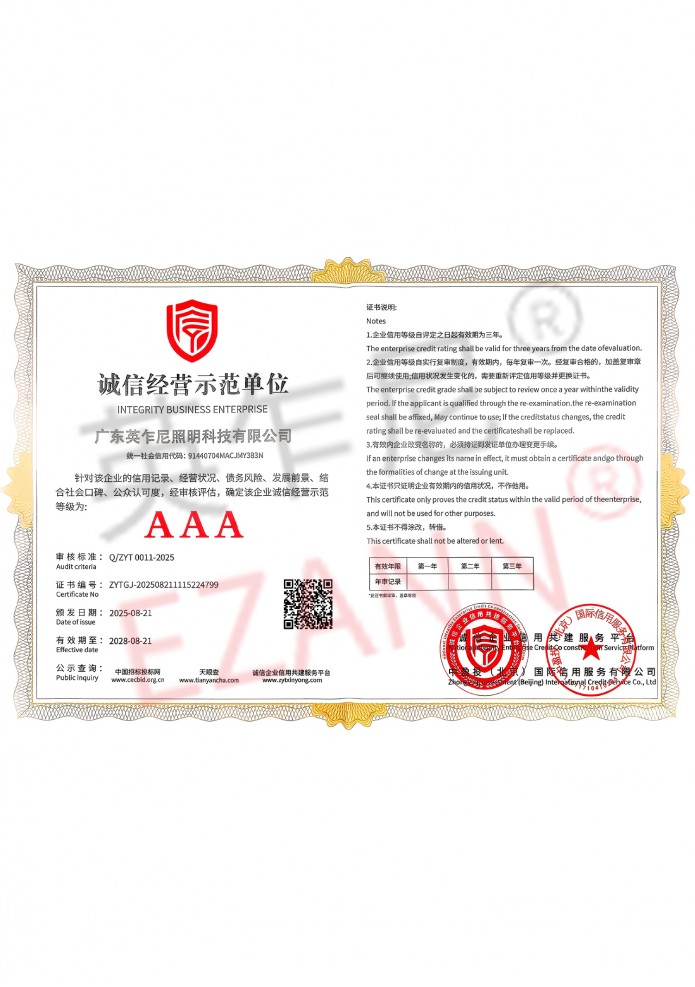 诚信经营示范单位